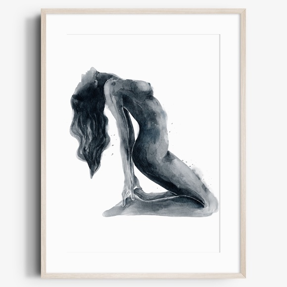 Other - Watercolor Abstract Nude Woman Portrait Print Poster Unframed
